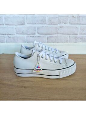 ⭐Rare Converse Lift Platform Leather Low Sz 7 Men's shoes Sneaker White 173159C